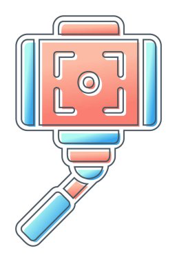 Akıllı telefon web simgesi, vektör illüstrasyonlu selfie çubuğu 