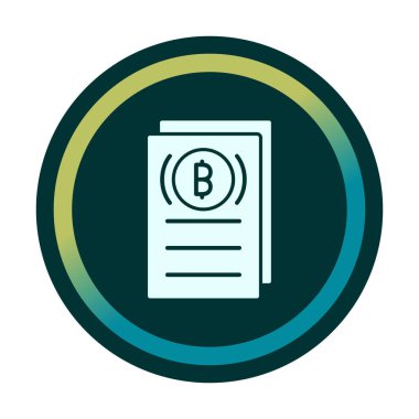 Belgeler ve bitcoin simgesinin vektör illüstrasyonu 