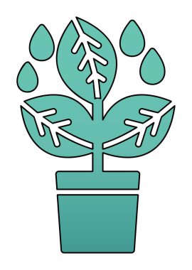 Yapraklı saksıda bitki, vektör çizimi 