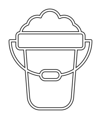 Köpük simgesi olan kova, vektör illüstrasyonu  