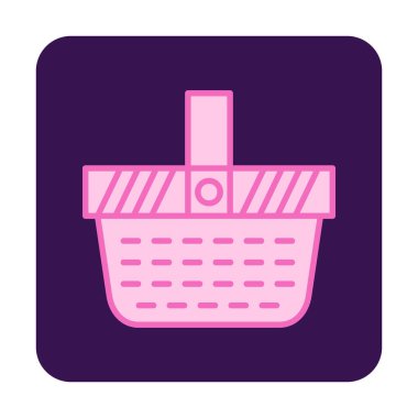 piknik sepeti web simgesi, vektör illüstrasyonu 