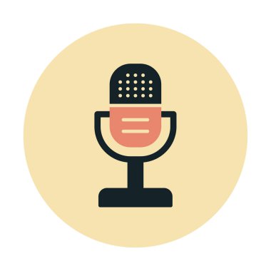 mikrofon simgesi uzun mavi arkaplanda izole edildi.