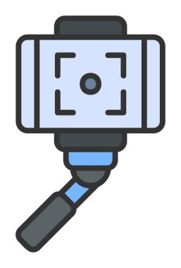 Akıllı telefon web simgesi, vektör illüstrasyonlu selfie çubuğu 