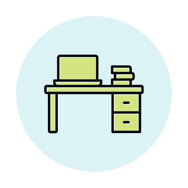 Ofis masa simgesinin vektör illüstrasyonu 