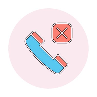 düz basit arama telefonu Reddedilmiş simge vektör illüstrasyonu 