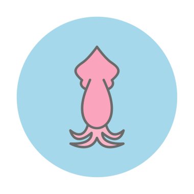 Beyaz arkaplanda mürekkep balığı vektörü simgesi 