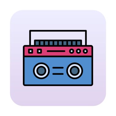 Boombox düz simgesi, vektör illüstrasyonu
