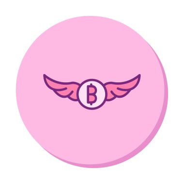 Bitcoin simgesi ve vektör illüstrasyonlu kanatlar  