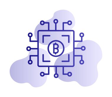 Bitcoin Madeni İşlemcisi (BTC) simgesi, vektör illüstrasyonu 
