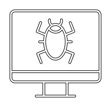 Basit Bilgisayar Virüsü simgesi, vektör illüstrasyonu