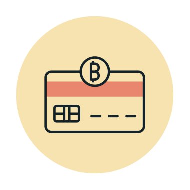 Bitcoin cüzdan simgesi, bitcoin simgesi olan kredi kartı, vektör illüstrasyonu 