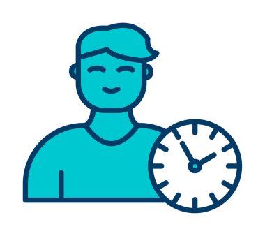 Saat simgesi olan adam, Zaman Yönetimi sembolü, vektör illüstrasyonu 