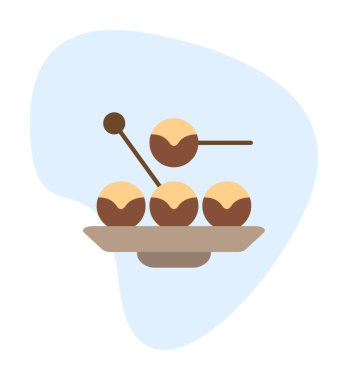 Basit Takoyaki Japon yemek ikonu, vektör illüstrasyonu