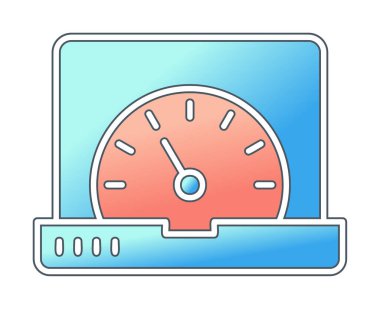 Vektör hızı test dizüstü bilgisayarı web simgesi, vektör illüstrasyonu