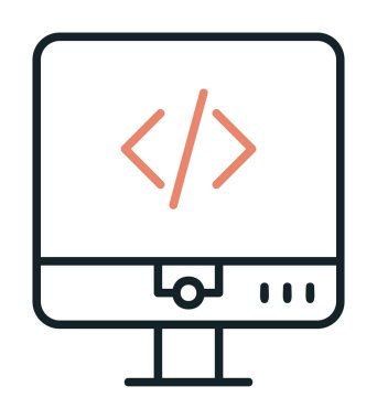 Kodlama. Web simgesi basit illüstrasyon                  