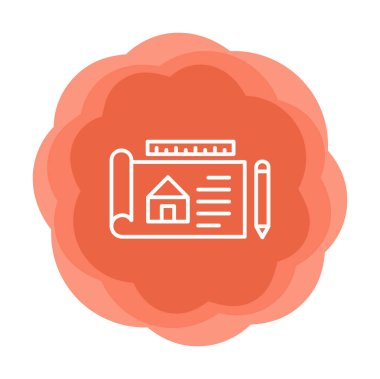 Basit Mimari Planı simgesi, vektör illüstrasyonu