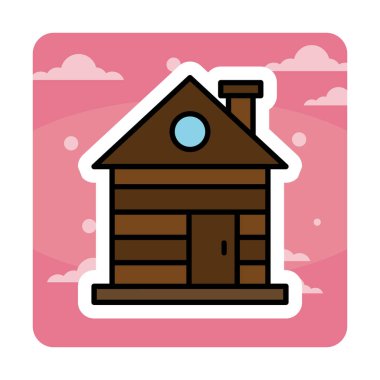 ahşap ev simgesi, vektör illüstrasyonu