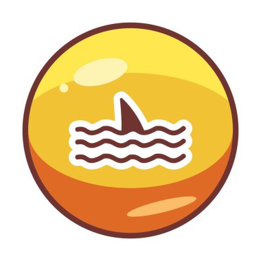 Deniz ikonunda köpekbalığı yüzgeci, vektör illüstrasyonu 