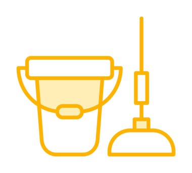 kova ve paspas simgesi, vektör illüstrasyonu  