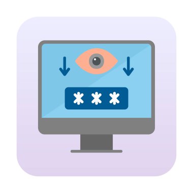 Basit Bilgisayar Casus Yazılımı simgesi, vektör illüstrasyonu