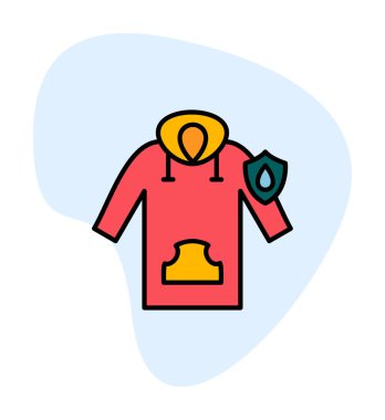 Su geçirmez kapüşonlu simge, vektör illüstrasyonu 