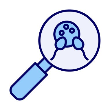 Büyüteç cam simgesi, vektör illüstrasyonlu bakteri denetimi  