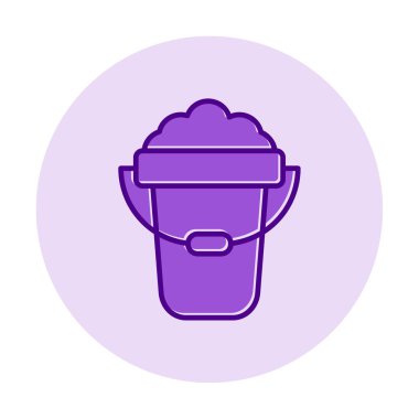 Köpük simgesi olan kova, vektör illüstrasyonu  