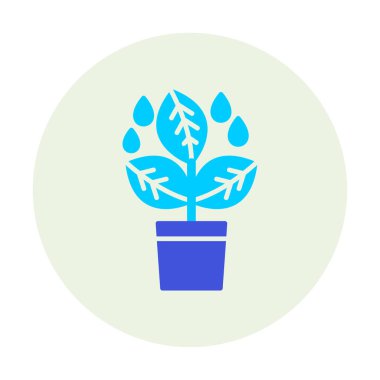 Yapraklı saksıda bitki, vektör çizimi 