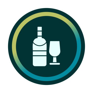 şarap şişe ve cam kutsal kişilerin resmi, vektör çizim  