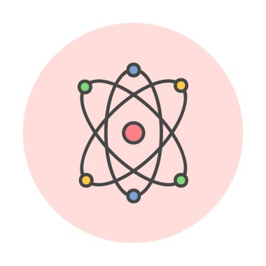 Moda düz biçimli atom simgesi, bilim simgesi vektör illüstrasyonu                     