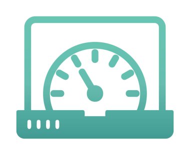 Vektör hızı test dizüstü bilgisayarı web simgesi, vektör illüstrasyonu