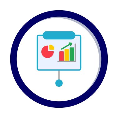 Sunum, iş istatistikleri ve pasta grafik ikonlu veri analizleri. iş analizleri, analizler, istatistikler, pasta grafiği