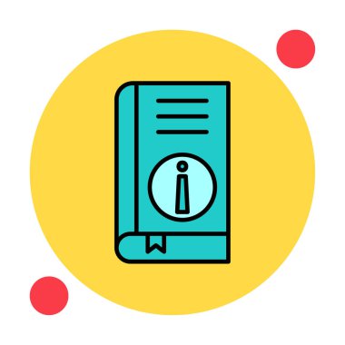 Basit Kitap Bilgileri simgesi, vektör illüstrasyonu