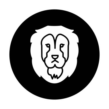 Aslan başı düz simgesi, vektör illüstrasyonu