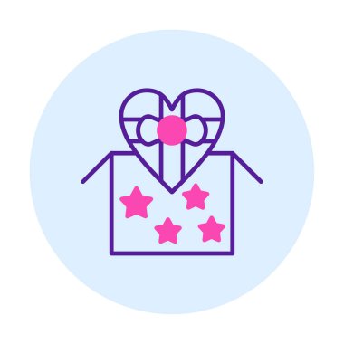 Basit kalp hediye kutusu, sevgililer günü konsepti, vektör illüstrasyonu