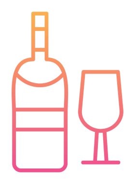 şarap şişe ve cam kutsal kişilerin resmi, vektör çizim  