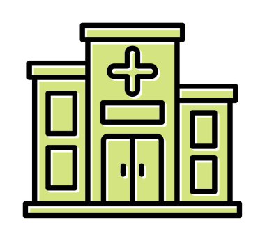 düz hastane binası ikon vektörü 