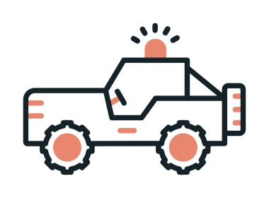 Askeri Jeep Simgesi, Vektör İllüstrasyonu