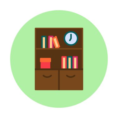 kitaplık düz simge, vektör illüstrasyonu 