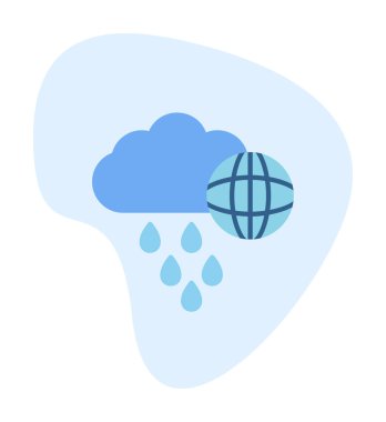 Dünya yağmurlu bir gün. Web simgesi basit tasarım