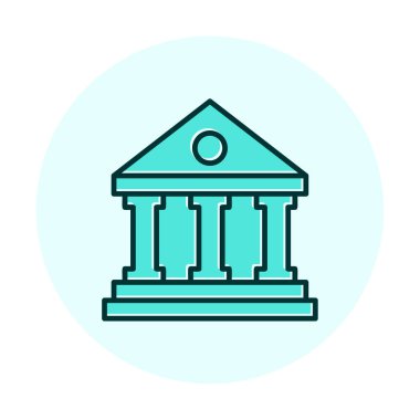 Müze düz simgesi, vektör illüstrasyonu