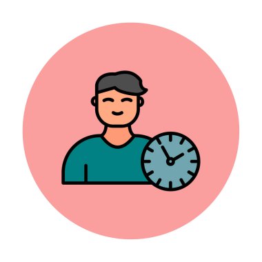 Saat simgesi olan adam, Zaman Yönetimi sembolü, vektör illüstrasyonu 