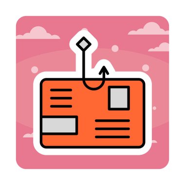 E- posta phishing satır simgesi. Mobil konsept ve web tasarımı için posta dolandırıcılığı stili işareti. Sembol, logo çizimi. Vektör grafikleri