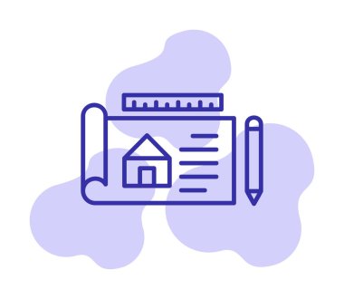 Basit Mimari Planı simgesi, vektör illüstrasyonu