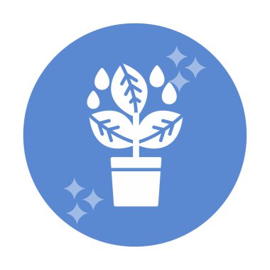 Yapraklı saksıda bitki, vektör çizimi 