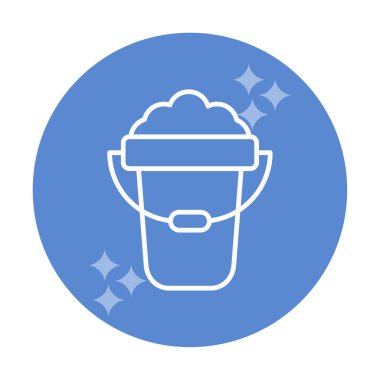 Köpük simgesi olan kova, vektör illüstrasyonu  