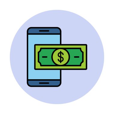 Basit Çevrimiçi Ödeme simgesi, vektör illüstrasyonu