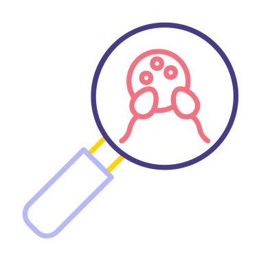 Büyüteç cam simgesi, vektör illüstrasyonlu bakteri denetimi  