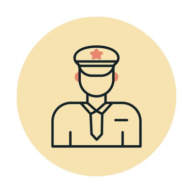 Üniformalı düz simgeli polis memurunun vektör çizimi