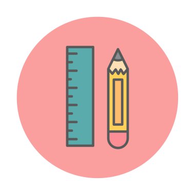 Kalem ve cetveli satırı simgesi, vektör çizim